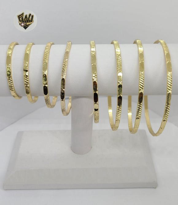 (1-4005) Gold Laminate - 3.5mm Hammered Bangles - Dozen - BGO - Fantasy World Jewelry