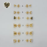 (1-1087) Gold Laminate - Zircon Stud Earrings - BGO