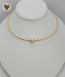 (1-6310) Gold Laminate - Rigid Pearl Necklace - BGO - Fantasy World Jewelry