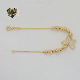 (1-0592) Gold Laminate - 1.5mm Box Link Beads Butterfly Bracelet - 8" - BGF