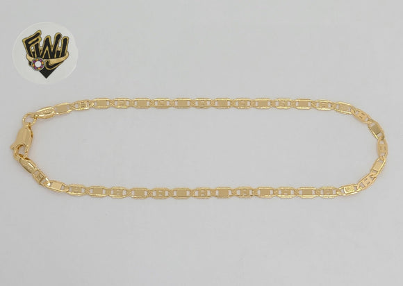 (1-0041) Gold Laminate - 3mm Alternative Mariner Link Anklet - 10