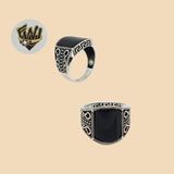 (2-5285) 925 Sterling Silver - Onyx Stone Men Ring - Fantasy World Jewelry