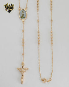 (1-3360-1) Gold Laminate - 3mm Saint Lazarus Rosary Necklace - 20"  - BGO.