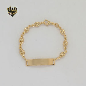 (1-0945) Gold Laminate - 5mm Puff Mariner Link Plate Bracelet - 5.5" - BGF