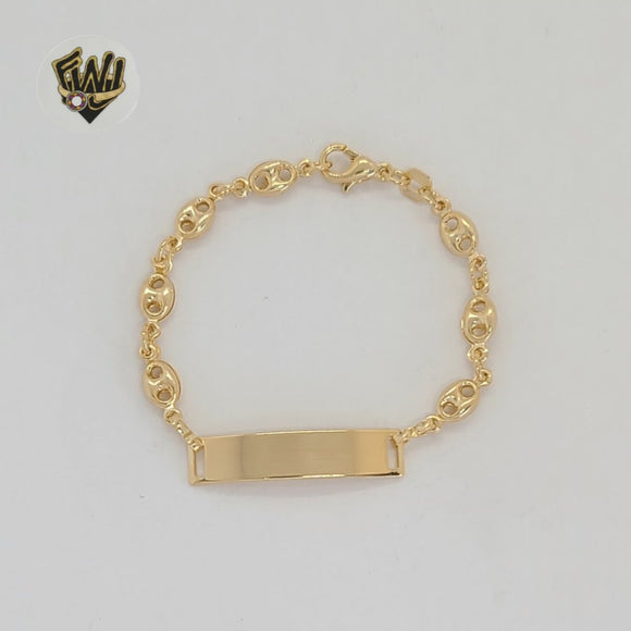 (1-0945) Laminado de oro - Brazalete con placa de eslabones Puff Mariner de 5 mm - 5,5