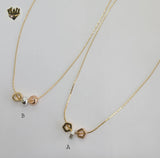 (1-6446) Gold Laminate - Three Tone Necklace - BGF - Fantasy World Jewelry