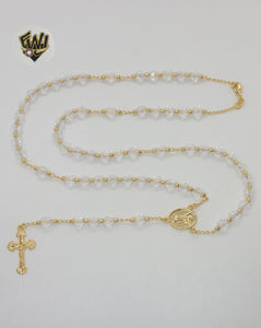 (1-3337) Gold Laminate - 5.5mm Divine Child Rosary Necklace - 24" - BGO.