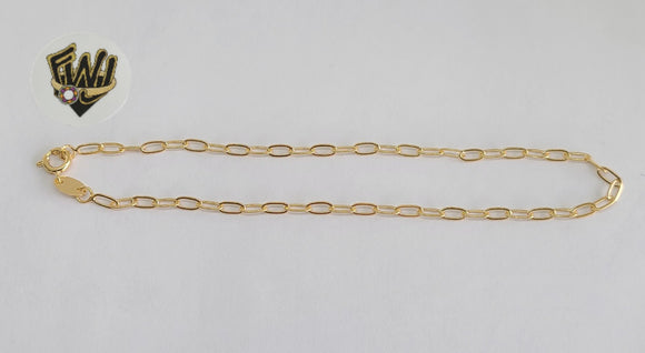 (1-0032-2) Gold Laminate - 2.5mm Paper Clip Anklet - 10