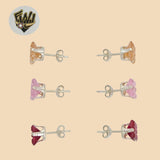 (2-3054) 925 Sterling Silver - Square Zircon Stud Earrings. - Fantasy World Jewelry