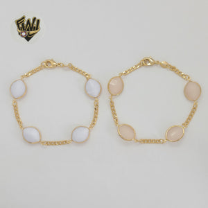 (1-0786) Laminado de oro - Pulsera de cuentas con eslabones curvos de 3 mm - 7,5" - BGF