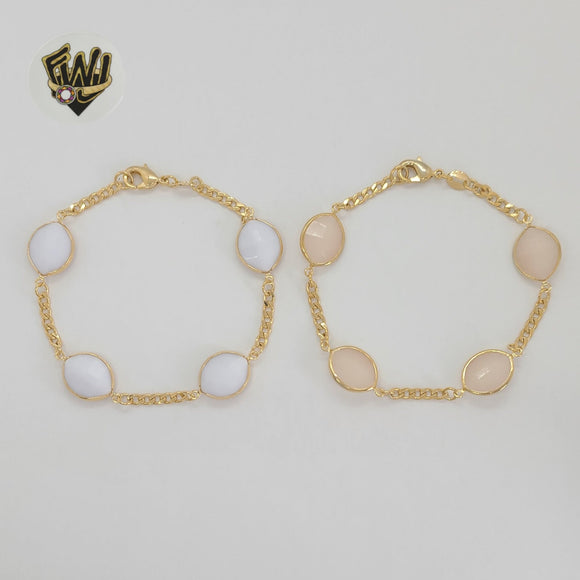 (1-0902) Gold Laminate - 3mm Curb Link Beads Bracelet - 7.5