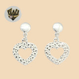 (2-3232) 925 Sterling Silver - Heart Dangle Earrings. - Fantasy World Jewelry