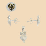 (2-6307) 925 Sterling Silver - Owl Zircon Set. - Fantasy World Jewelry