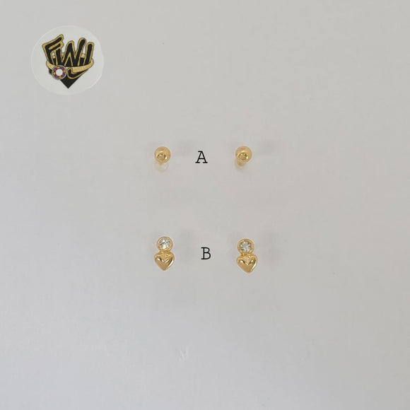 (1-1145-1) Gold Laminate - Kid Stud Earrings - BGF