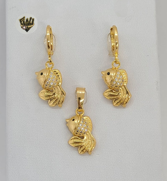 (1-6008) Gold Laminate - Fish Set - BGO - Fantasy World Jewelry