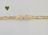 (1-0579) Gold Laminate - 8mm Figaro Bracelet - 7.5" - BGF - Fantasy World Jewelry