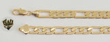 (1-60052) Gold Laminate - 7mm Figaro Link Men Bracelet- 8.5" - BGF - Fantasy World Jewelry