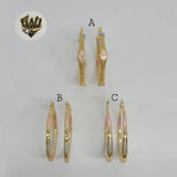 (1-2764) Gold Laminate - Three Tone Hoops - BGO - Fantasy World Jewelry