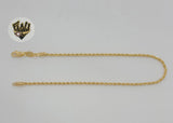 (1-0067) Gold Laminate - 2mm Rope Link Anklet - 10" - BGF - Fantasy World Jewelry