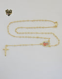 (1-3309) Gold Laminate - 2.5mm Mary Virgin Rosary Necklace - 24" - BGO