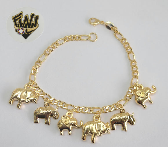 (1-0553) Gold Laminate Bracelet -4mm Link Charms Bracelet -7.5''-BGO - Fantasy World Jewelry