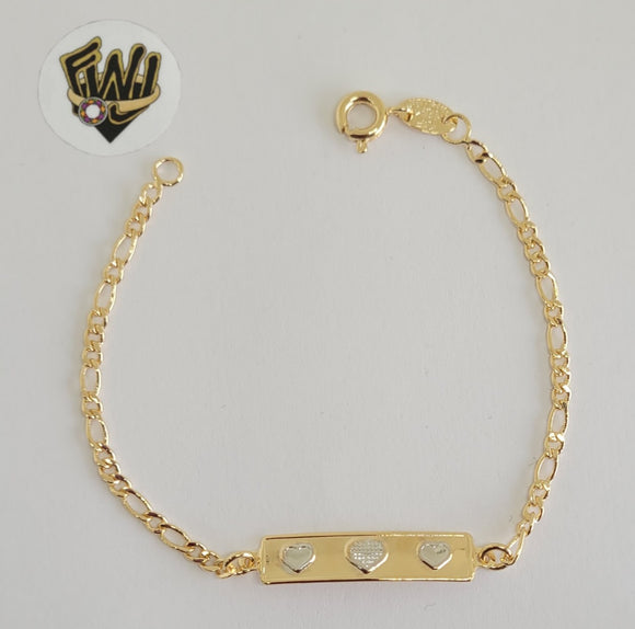 (1-0969) Gold Laminate -2.5mm Figaro Link Baby Bracelet  - 6