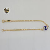 (1-0676) Gold Laminate Bracelet - Curb Link Evil Eye Bracelet - 7.5" - BGF - Fantasy World Jewelry