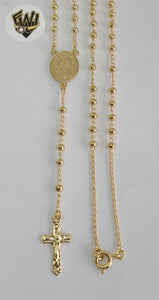(1-3346) Gold Laminate - 3mm Beads Rosary Necklace - 18''- BGO. - Fantasy World Jewelry