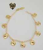 (1-0902) Gold Laminate - 3mm Open Link w/ Charms Bracelet - 7.5" - BGF - Fantasy World Jewelry