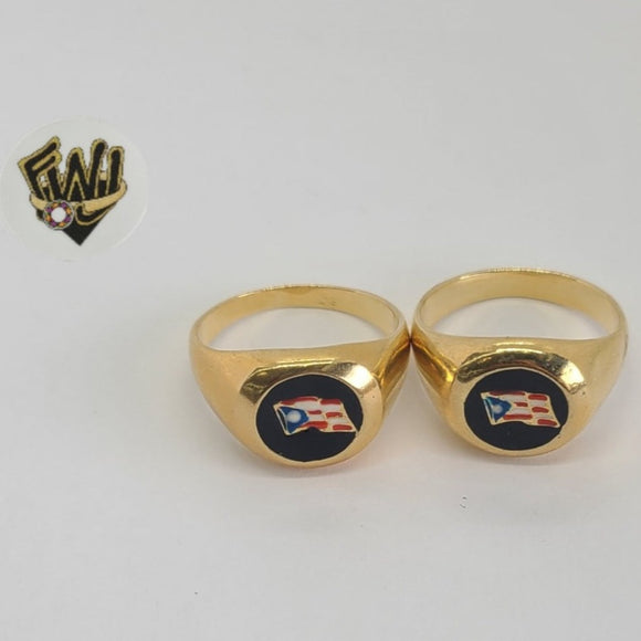 (1-3156) Gold Laminate -Puerto Rico Men Ring - BGO - Fantasy World Jewelry