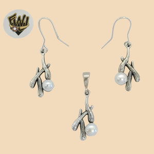 (2-6797) 925 Sterling Silver - Pearl Set. - Fantasy World Jewelry