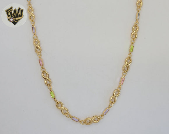 (1-1599-1) Gold Laminate - 5.5mm Multicolor Infinity Zircon Chain - 18