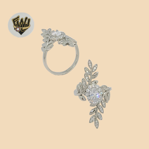 (2-5122) 925 Sterling Silver - Zircon Leaf Ring - Fantasy World Jewelry