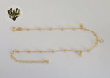 (1-0172) Laminado de oro - Tobillera con eslabones de cuentas Rolo de 1 mm - 10” - BGF