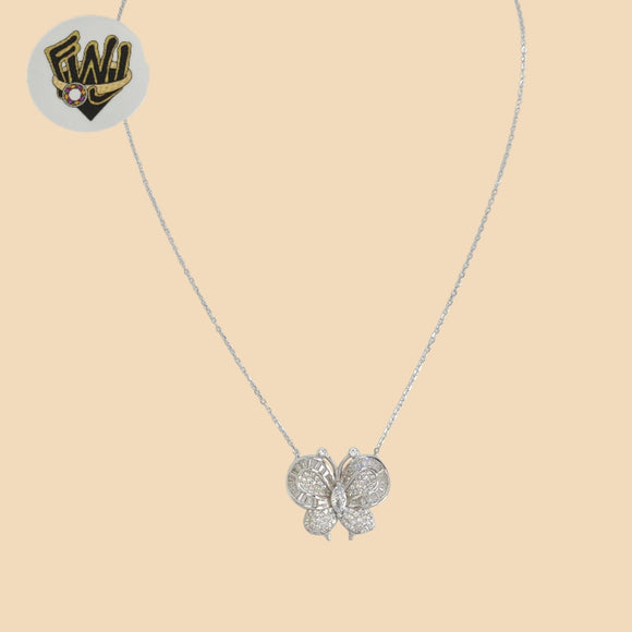 (2-66125) Plata de ley 925 - Collar de mariposa con eslabones Rolo de 1 mm.