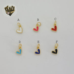 (1-2066) Gold Laminate - Multicolor Heart Pendants - BGO