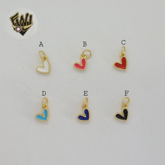 (1-2066) Gold Laminate - Multicolor Heart Pendants - BGO