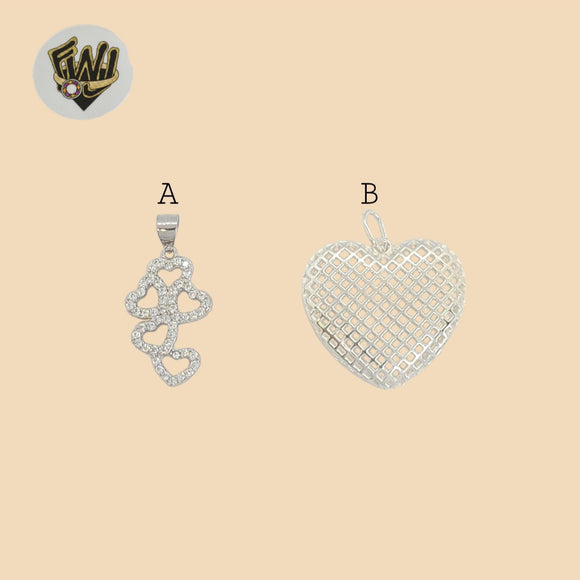 (2-1302-1) 925 Sterling Silver - Heart Pendants.