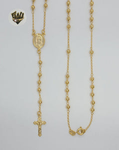(1-3319-1) Gold Laminate - 3.5mm Beads Rosary Necklace - 23.5" - BGO - Fantasy World Jewelry