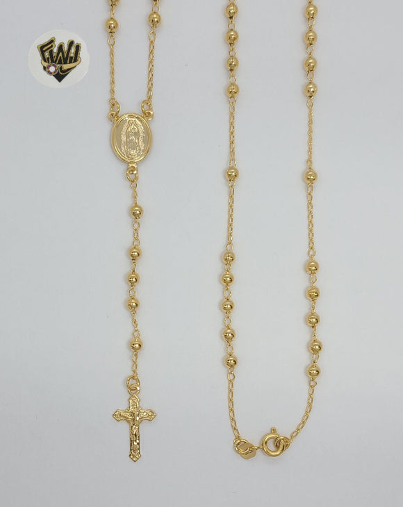 (1-3319-1) Gold Laminate - 3.5mm Beads Rosary Necklace - 23.5