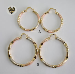 (1-2765) Gold Laminate - Three Tone Hoops - BGO - Fantasy World Jewelry