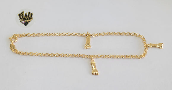 (1-0197) Gold Laminate - 3mm Rolo Anklet w/Charms - 10