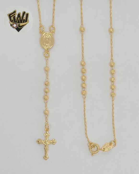 (1-3349-1) Gold Laminate - 3.5mm Guadalupe Virgin Rosary Necklace - 18