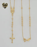 (1-3349-1) Gold Laminate - 3.5mm Guadalupe Virgin Rosary Necklace - 18" - BGF.