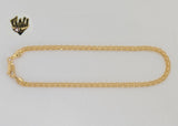 (1-0045) Gold Laminate - 3.6mm Bismark Link Anklet - 10" - BGF