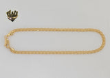 (1-0045) Laminado de oro - Tobillera con eslabones Bismark de 3,6 mm - 10" - BGF