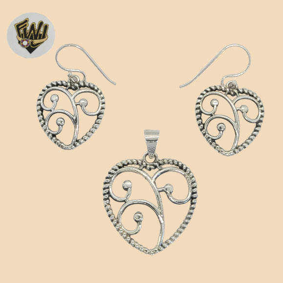 (2-6562) 925 Sterling Silver - Alternative Heart Set. - Fantasy World Jewelry