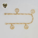 (1-0603) Gold Laminate - 3mm Figaro Link Charms Bracelet - 7" - BGF