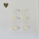 (1-1020-1) Laminado de Oro - Aretes de Media Perla - BGF