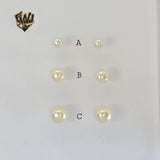 (1-1020-1) Gold Laminate - Half Pearl Stud Earrings - BGF